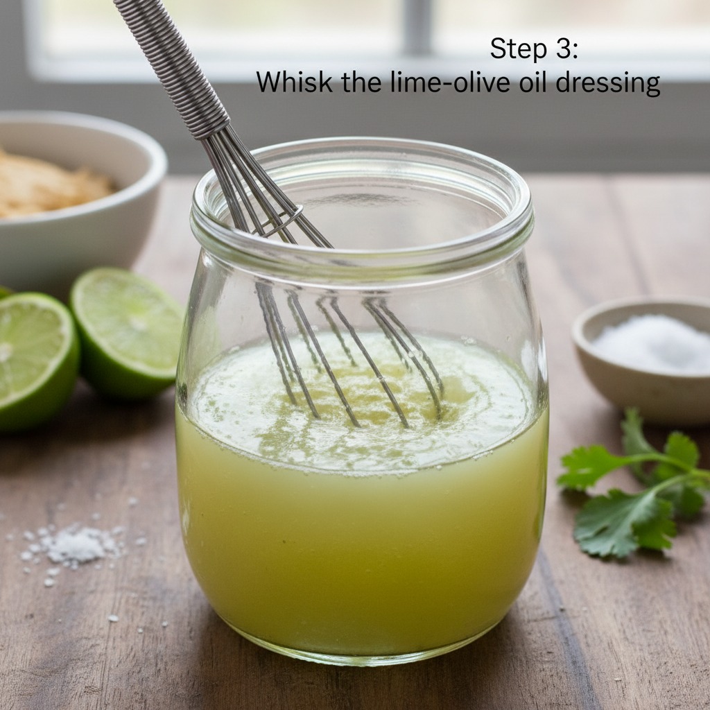 Whisk the lime-olive oil dressing