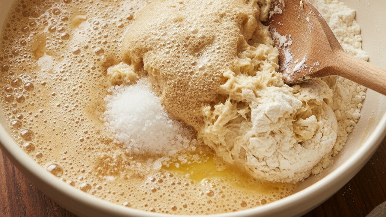 Activate yeast and combine dough ingredients