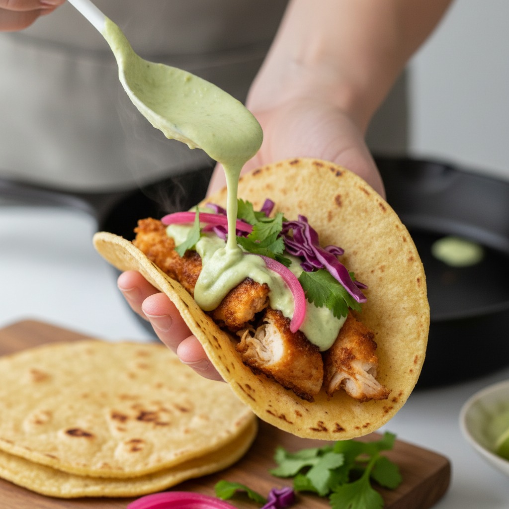 Warm tortillas and assemble