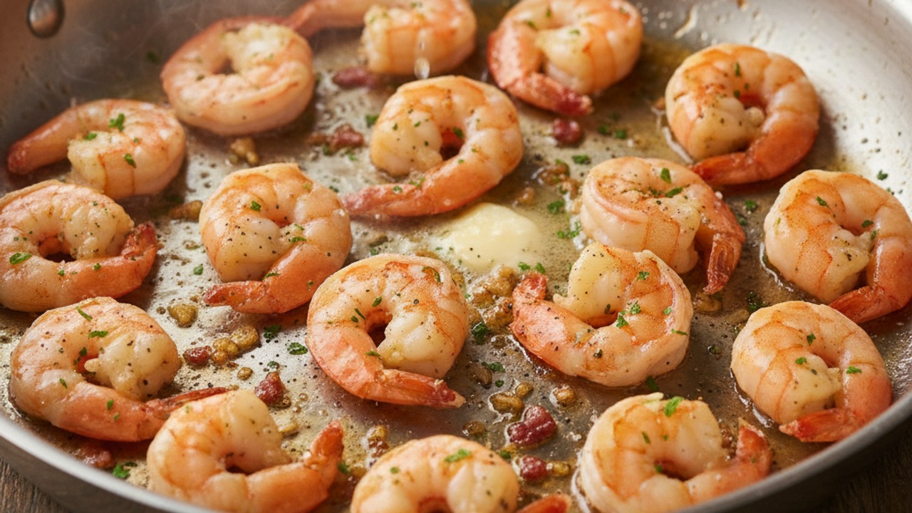 Sauté the shrimp