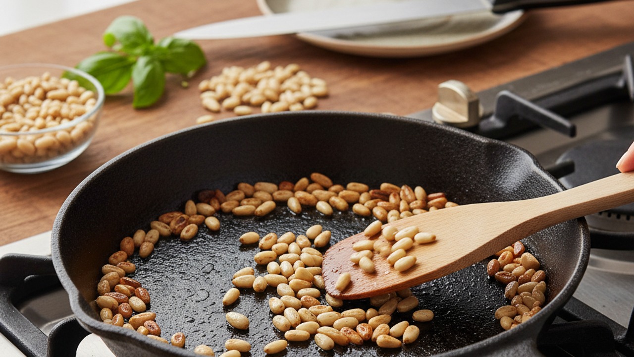 Toast the pine nuts