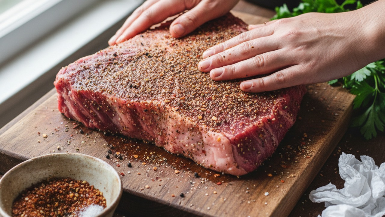 Trim and apply dry rub