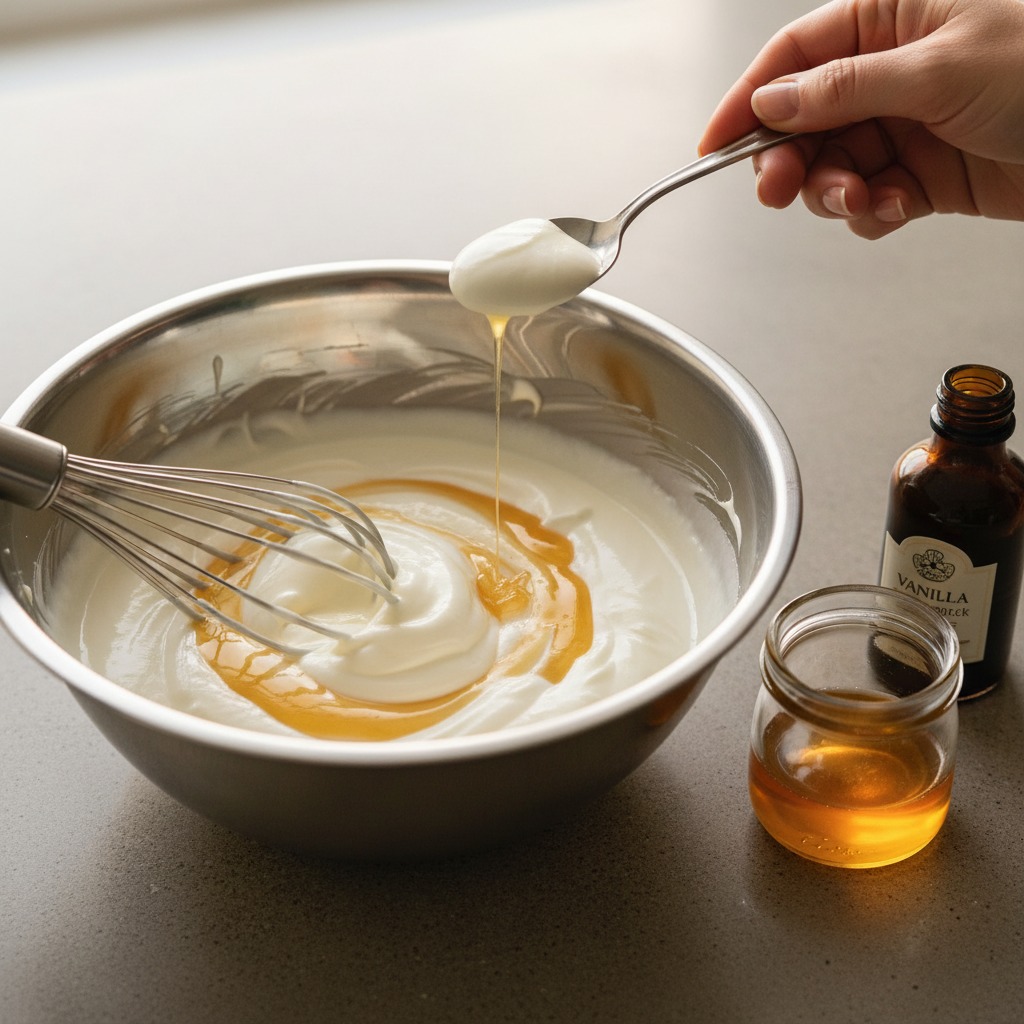 Whisk the yogurt (white layer)