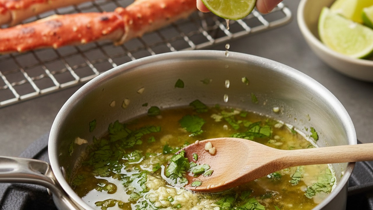 Make the warm garlic cilantro butter