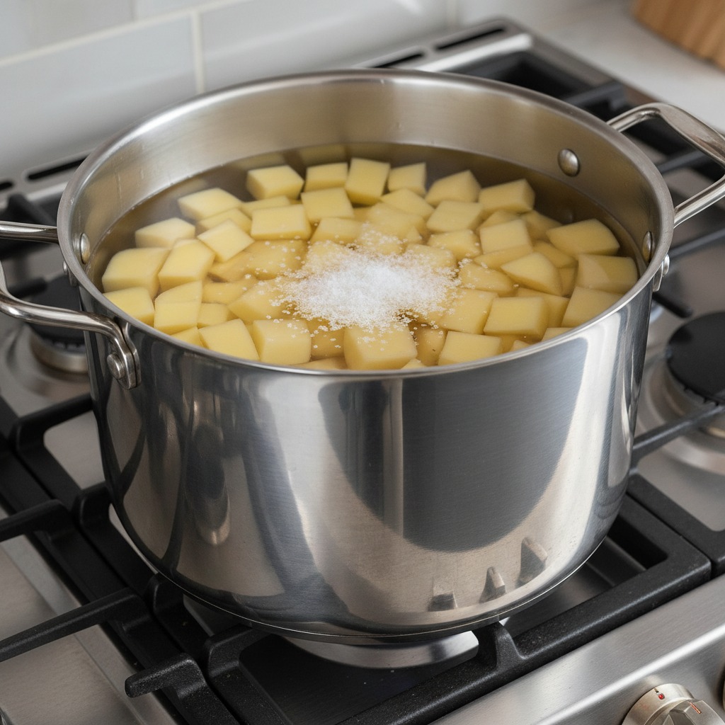 Start potatoes in cold salted water