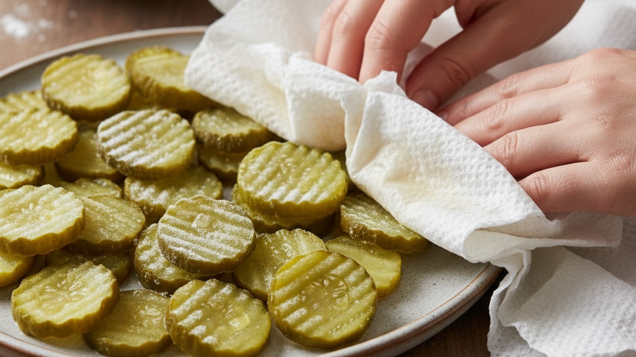 Thaw and dry the frozen pickles