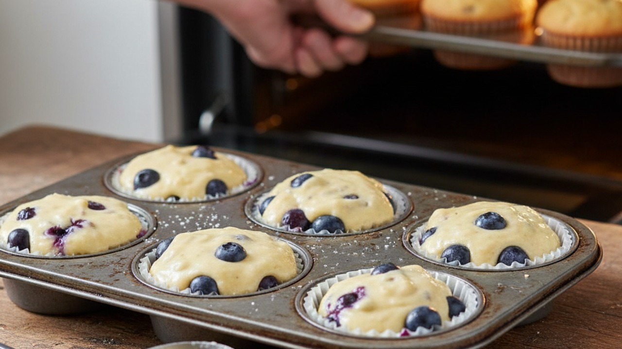 Fill cups and bake