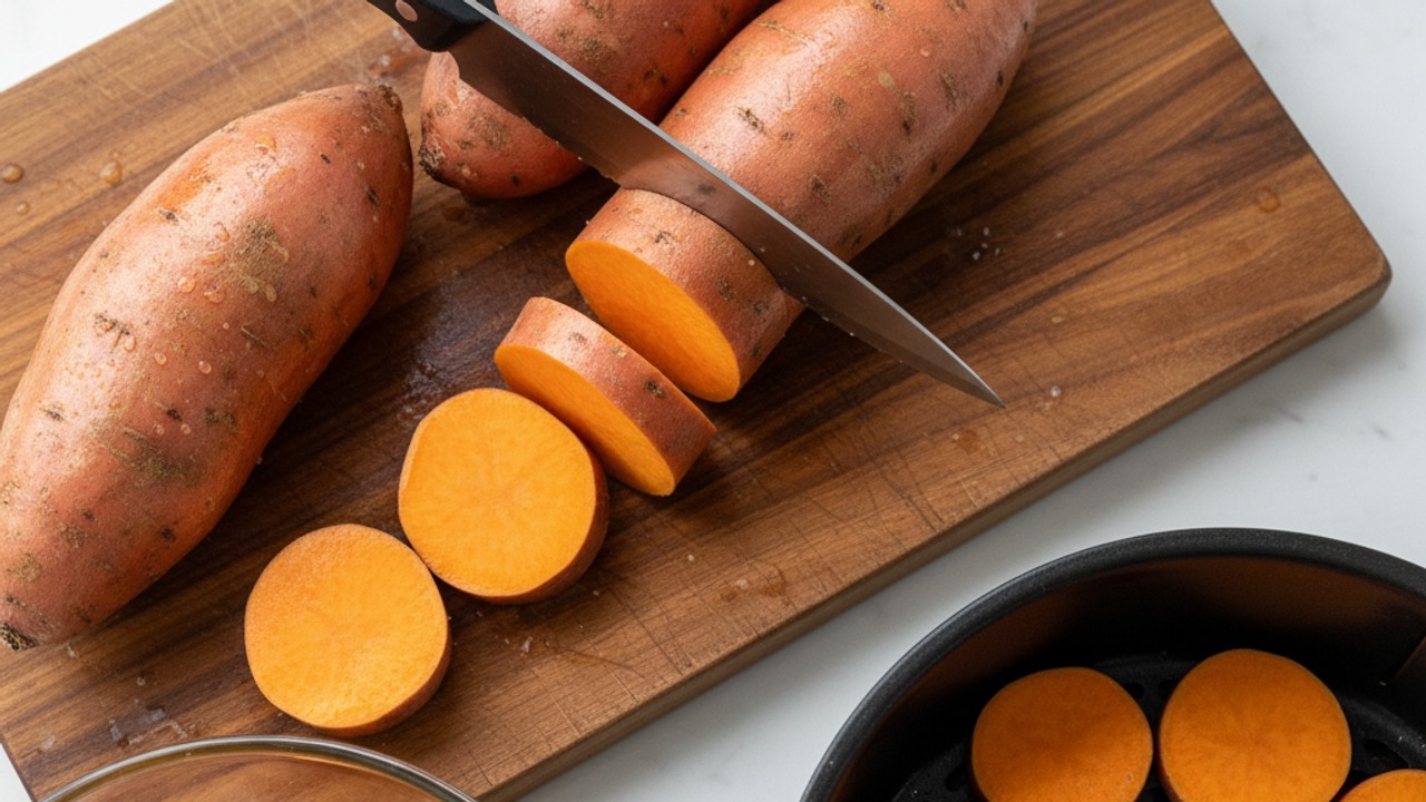Prep and air-fry the sweet potato rounds