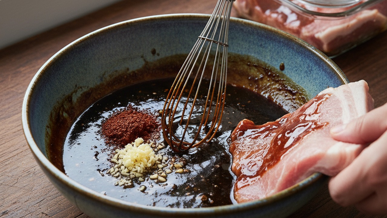 Make the char siu marinade and marinate the pork