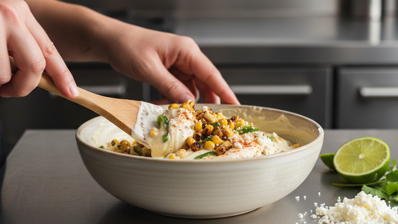 Build the creamy elote mix
