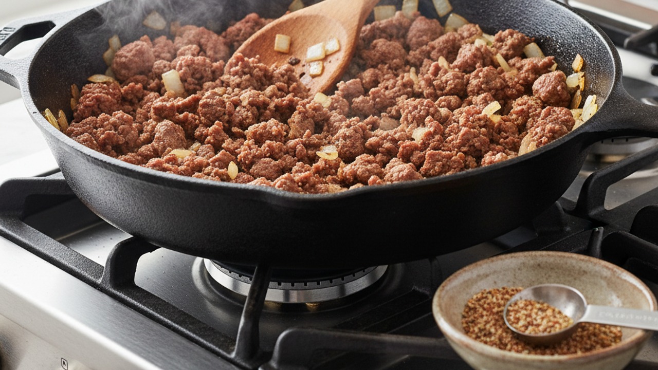 Cook the beef and aromatics