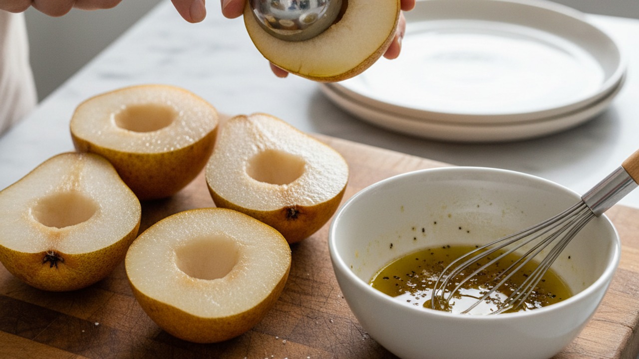 Prep pears and dressing