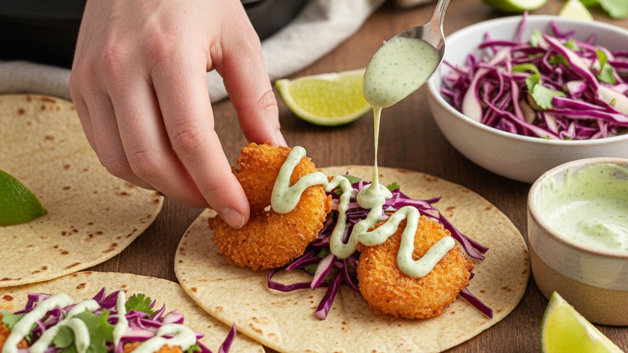 Warm tortillas and assemble the tacos