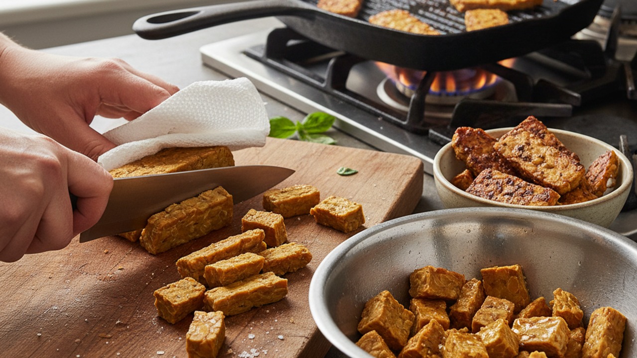 Prepare and grill the tempeh