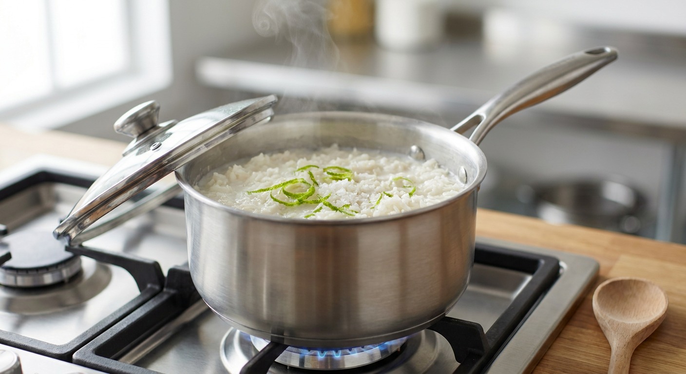 Cook (or make-ahead) the coconut-lime rice