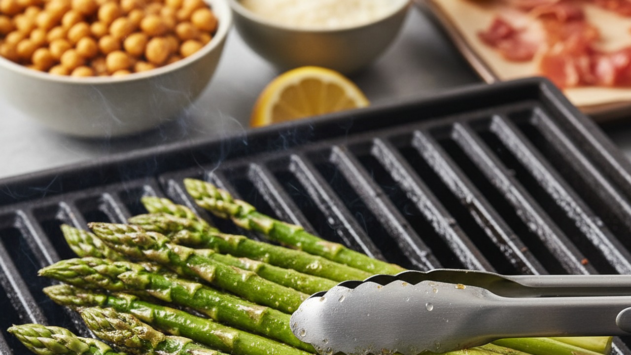 Grill the asparagus