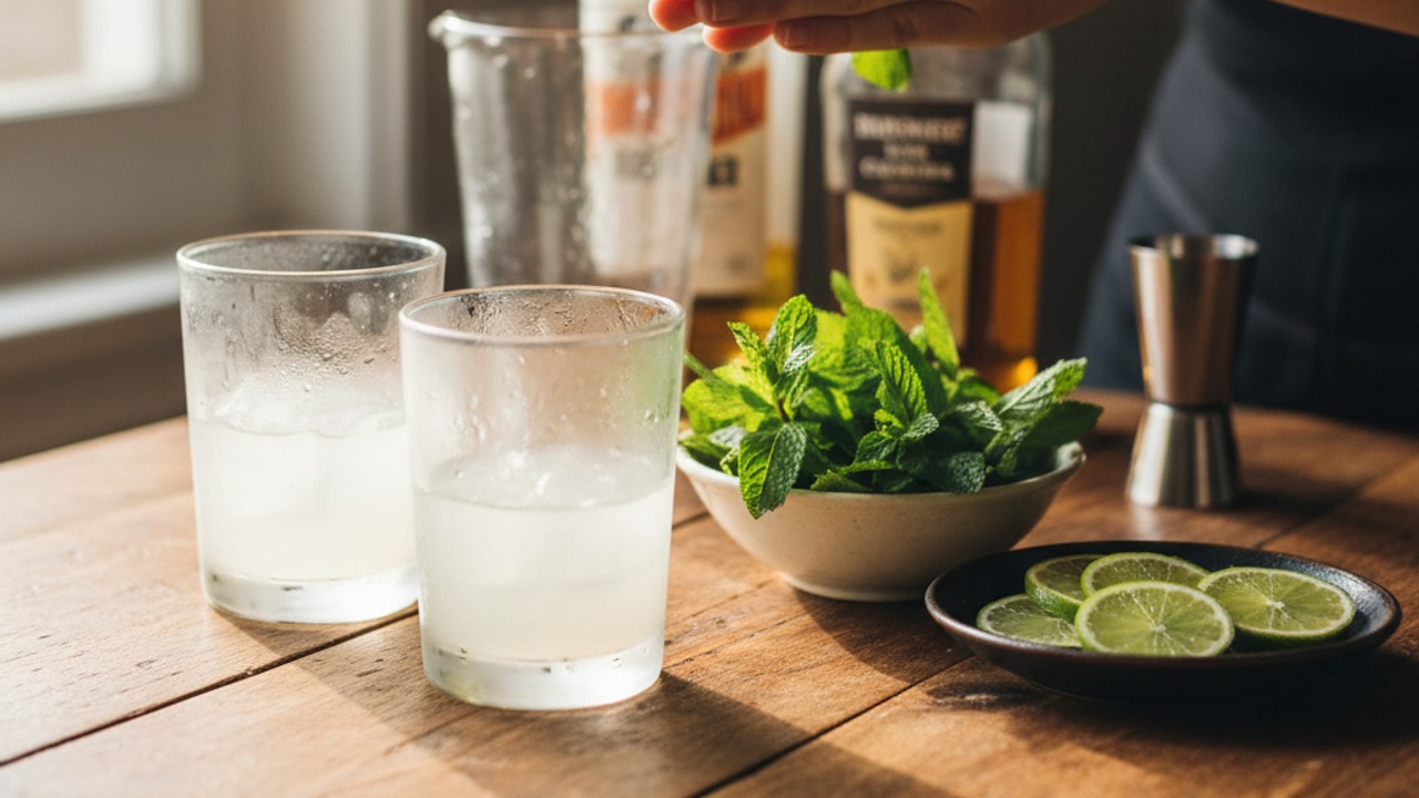 Prep glass and garnishes