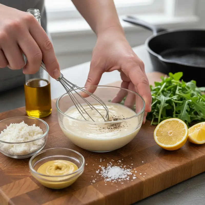 Make the horseradish vinaigrette
