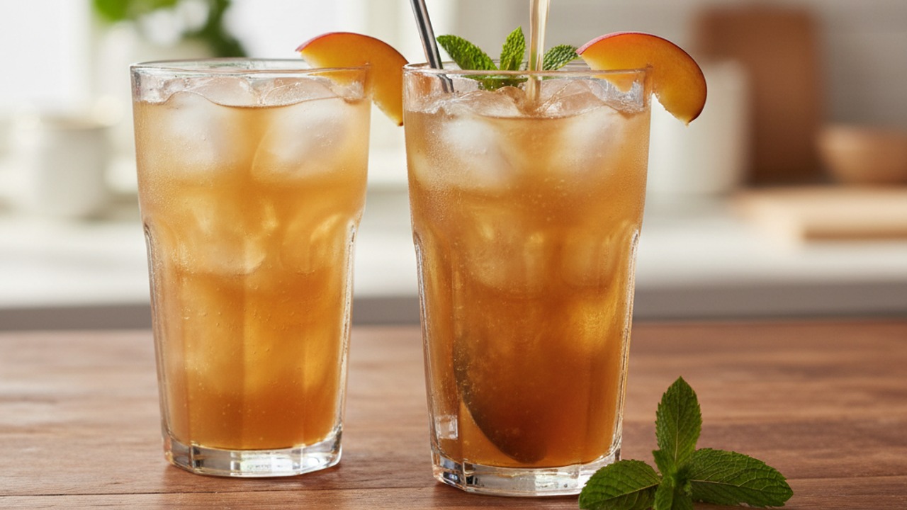 Serve over ice with mint