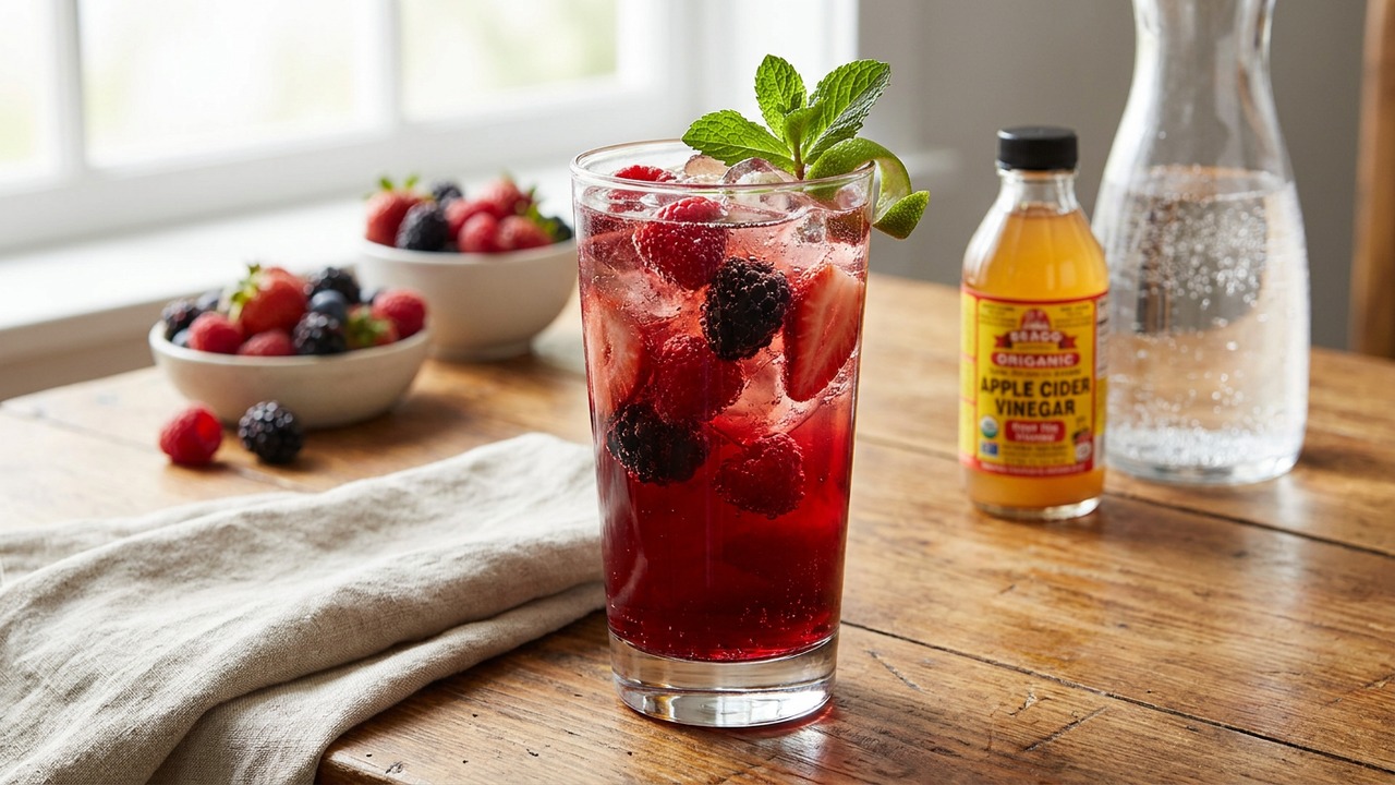 Sparkling Berry Shrub Punch (Vinegar-Based Summer Mocktail)