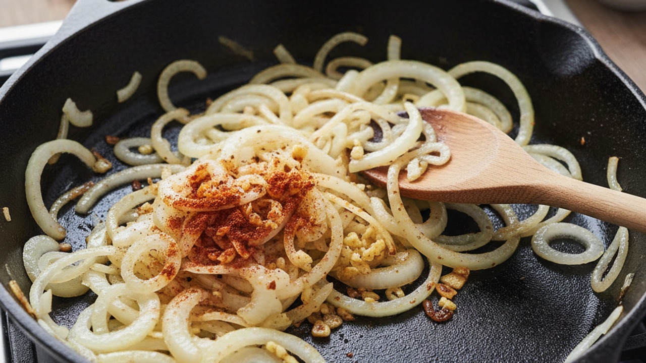 Sauté onion, garlic and spices