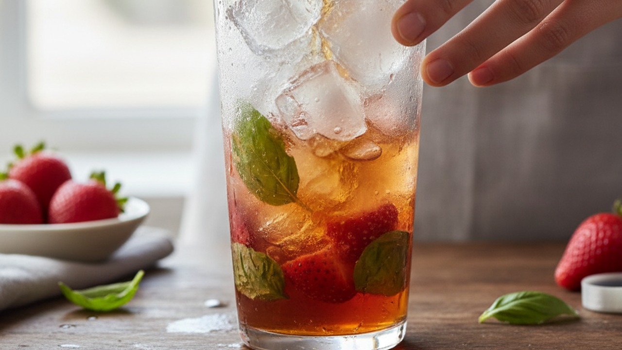 Add bourbon and ice, then chill