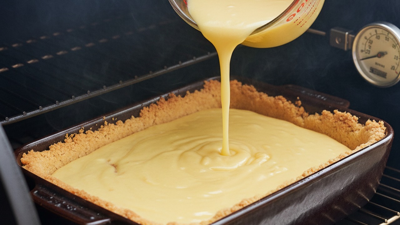 Bake the lemon curd over the crust