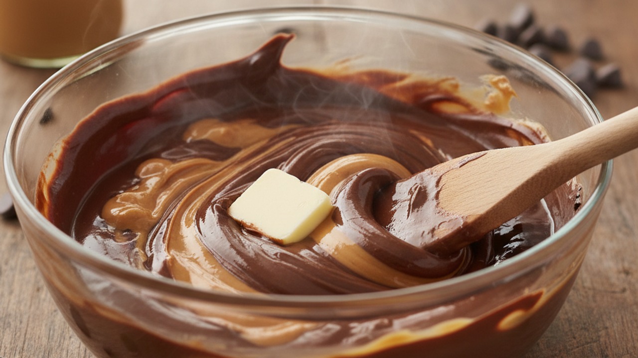 Melt chocolate and peanut butter
