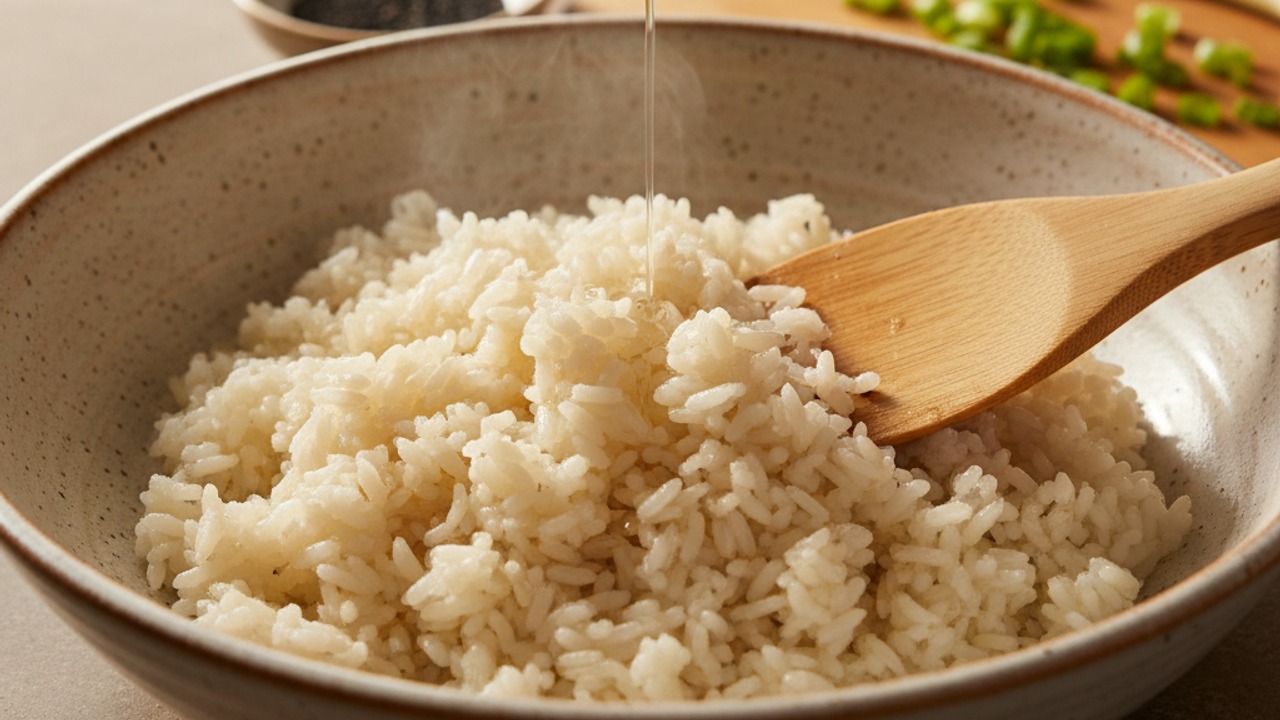 Season the cooked rice