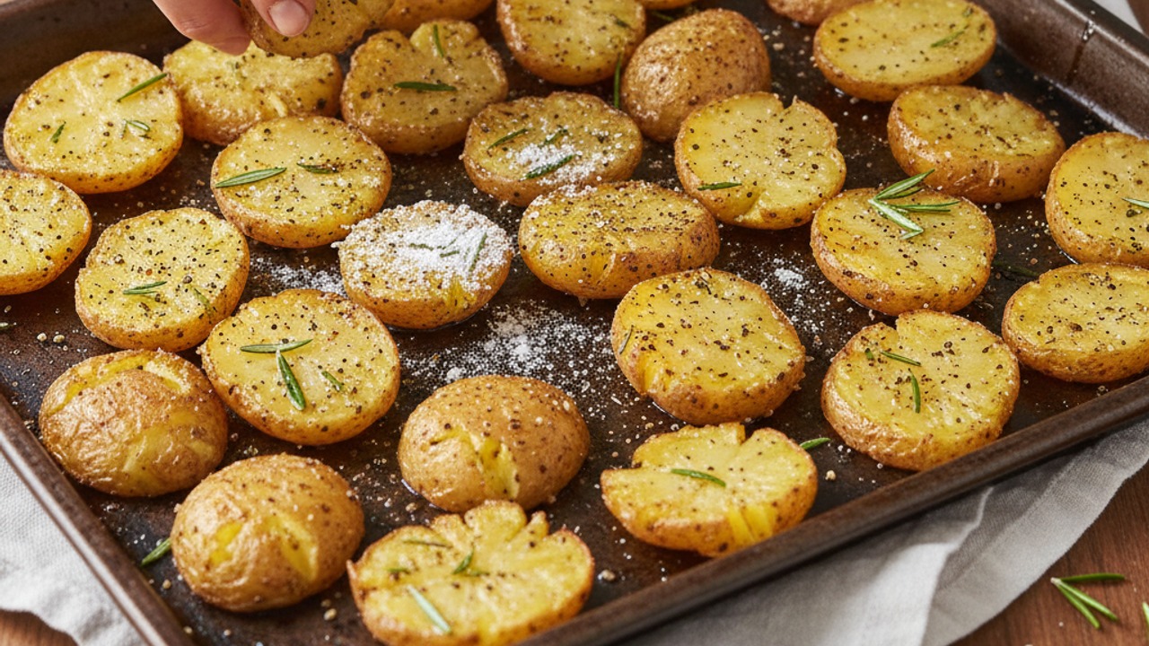 Rough the edges and toss with seasonings
