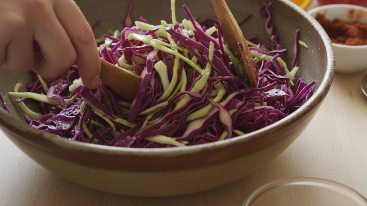 Make the orange cabbage slaw