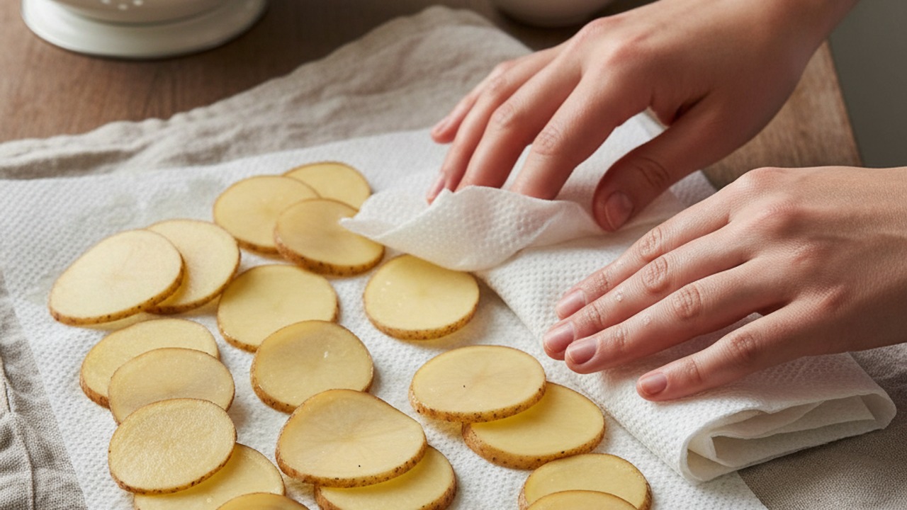 Dry the potato slices thoroughly