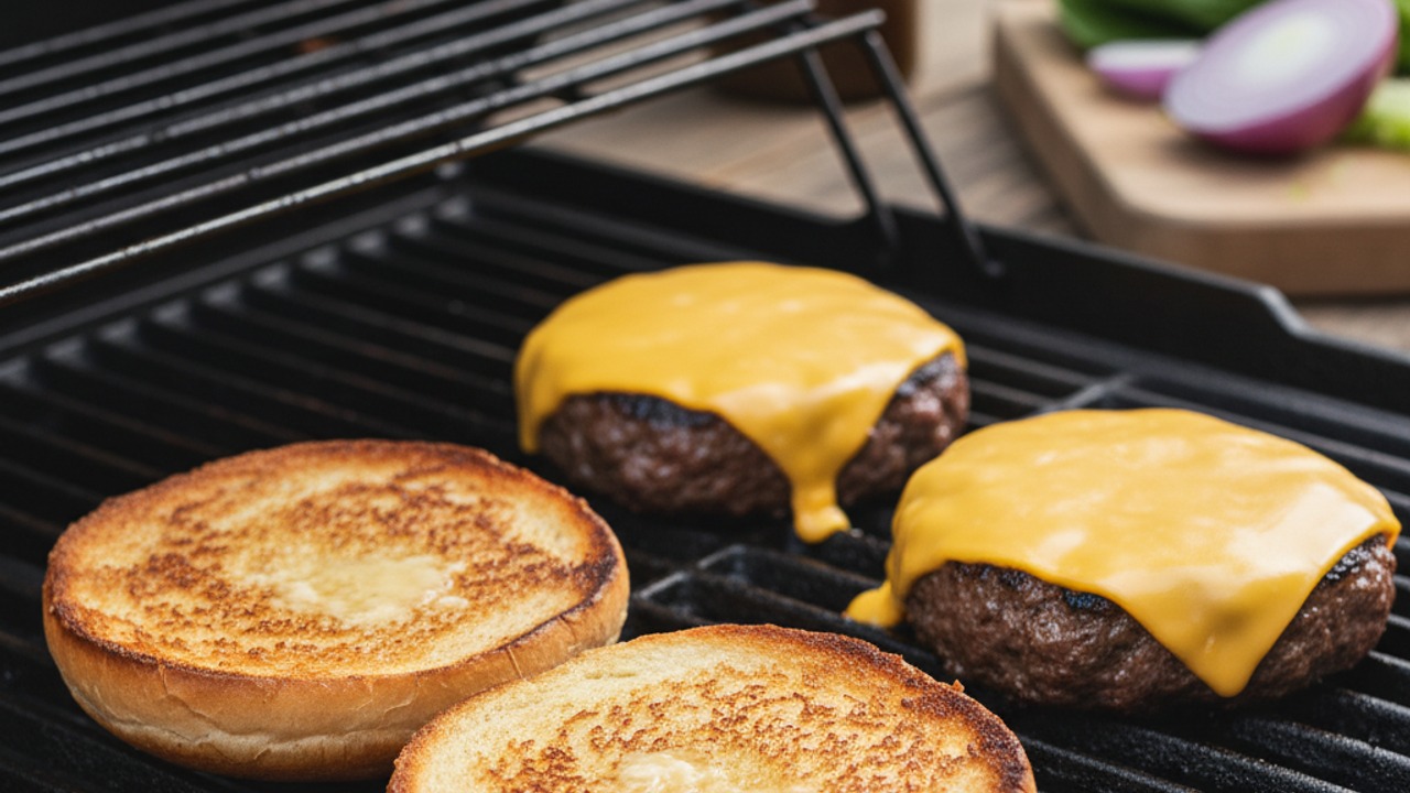 Toast buns on the grill