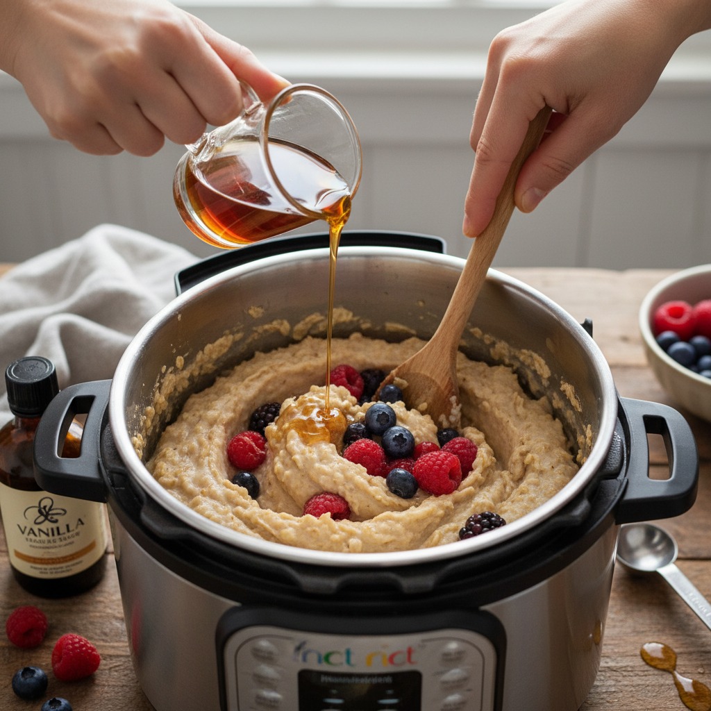 Stir in berries and sweetener