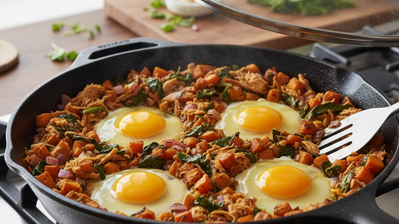 Make wells and cook the eggs
