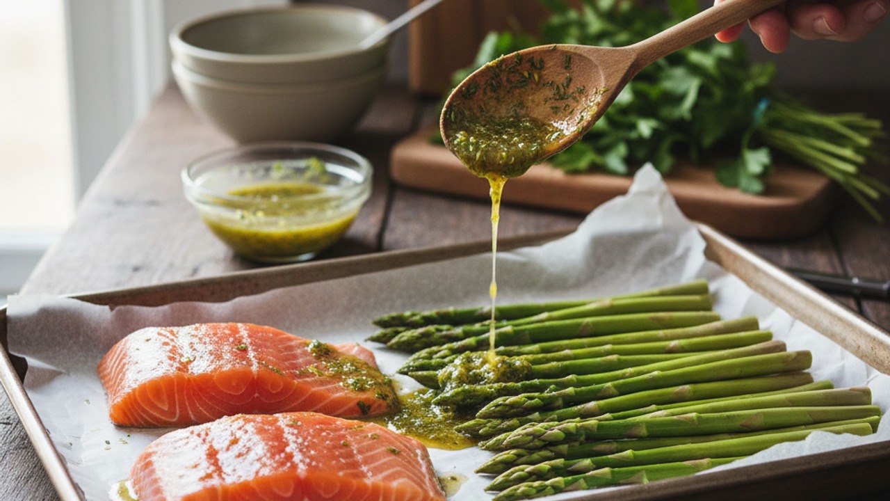 Prep salmon and asparagus