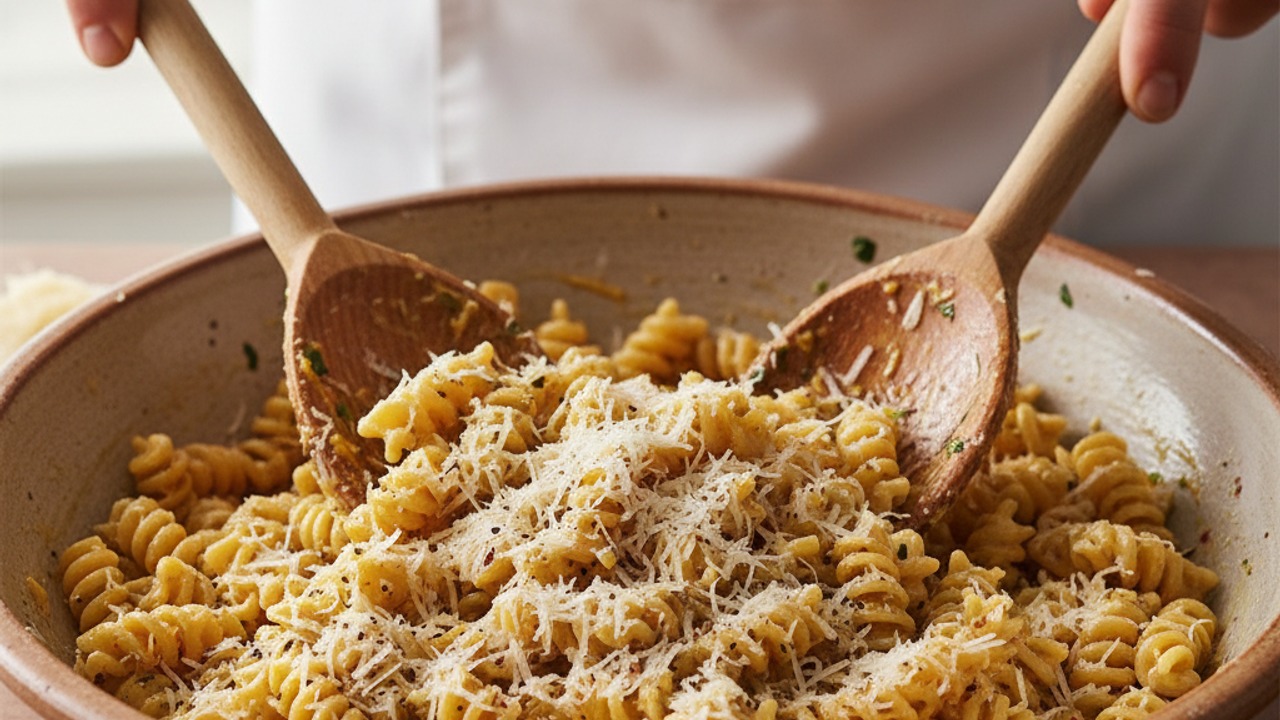 Mix pasta with binder and cheese