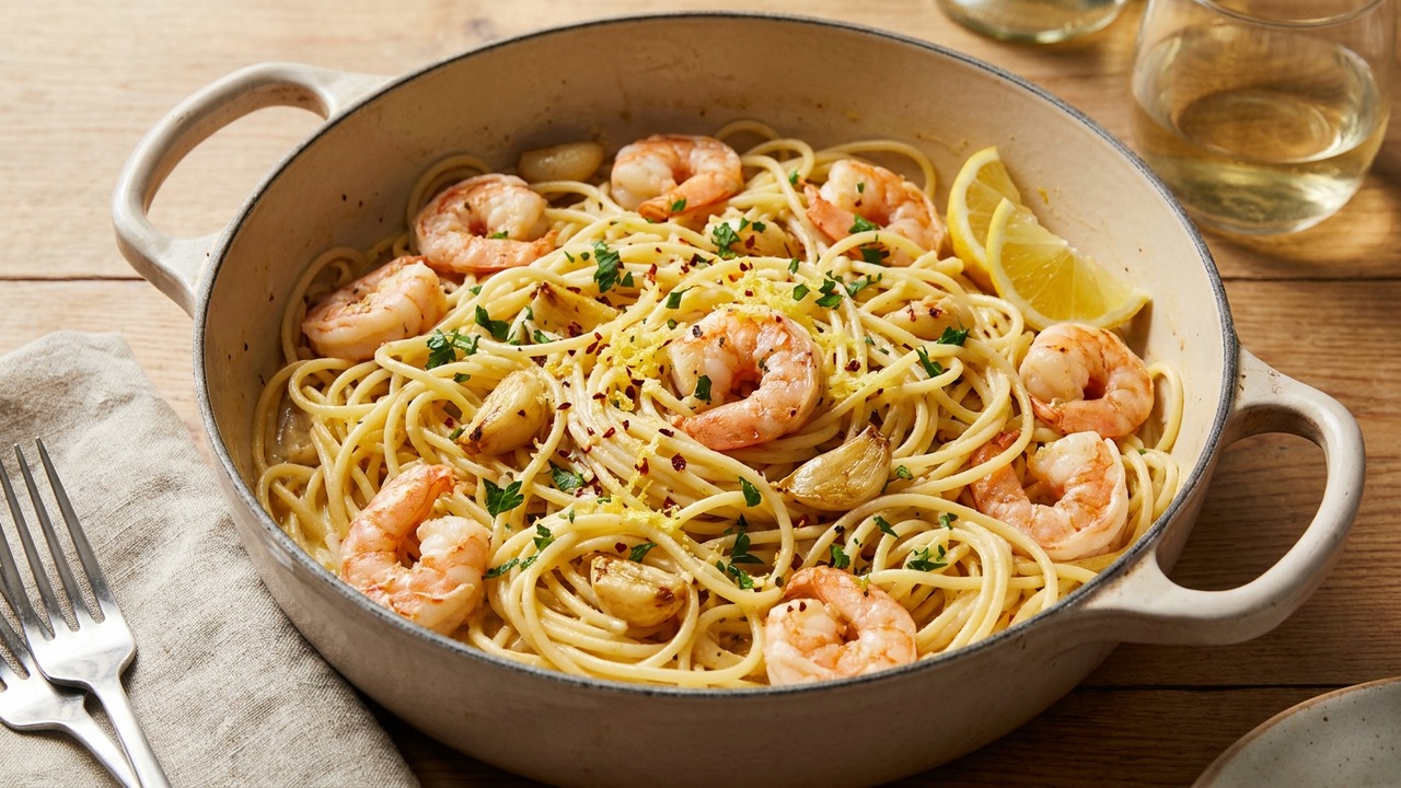 One-Pot Lemon Garlic Shrimp Pasta (15-Minute Weeknight Dinner)