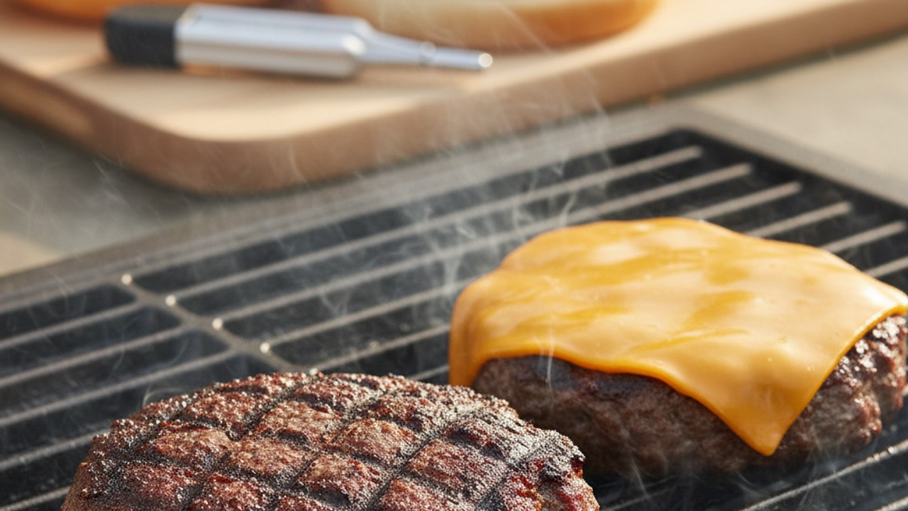 Grill patties and melt cheese