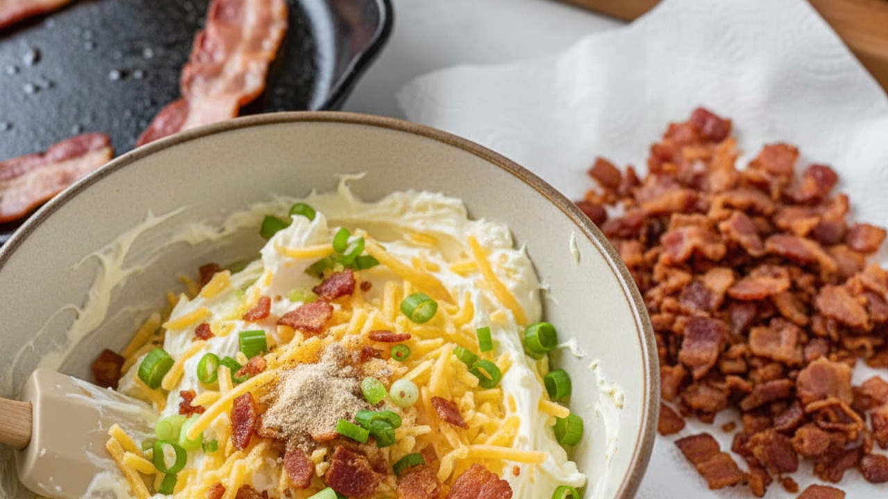 Make the filling and cook bacon
