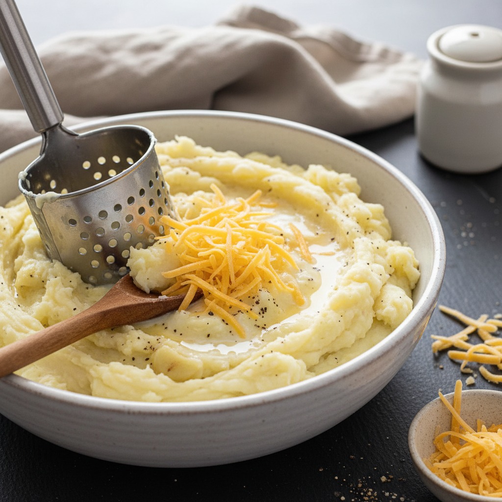 Mash and fold in Manchego