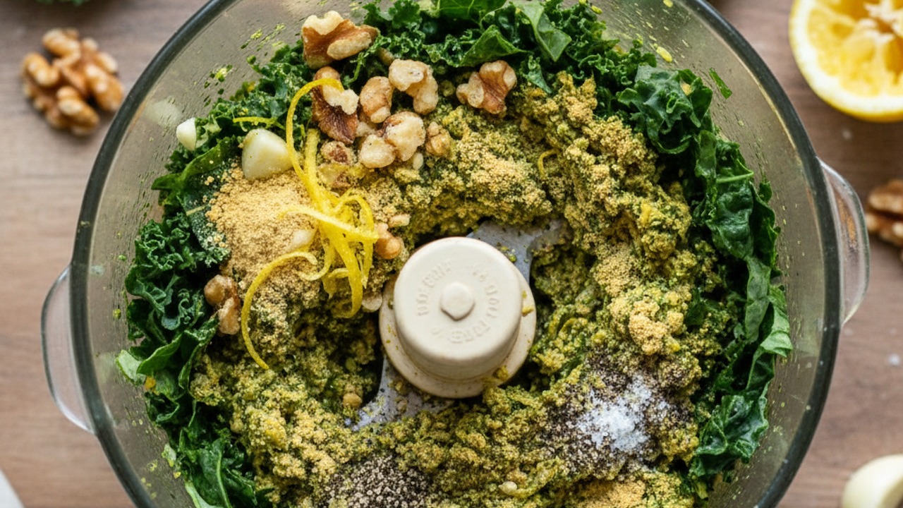 Make the kale walnut pesto