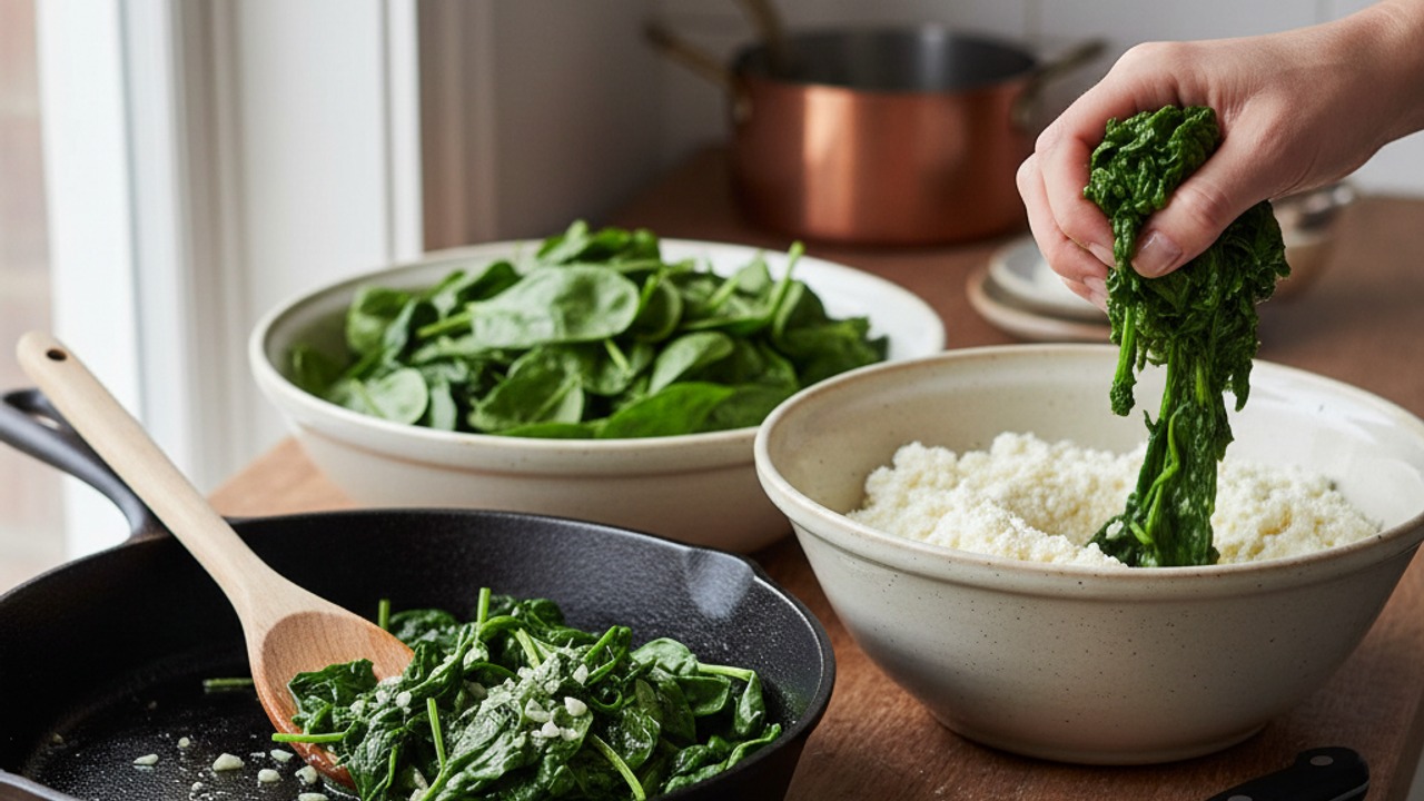 Prepare spinach-ricotta filling