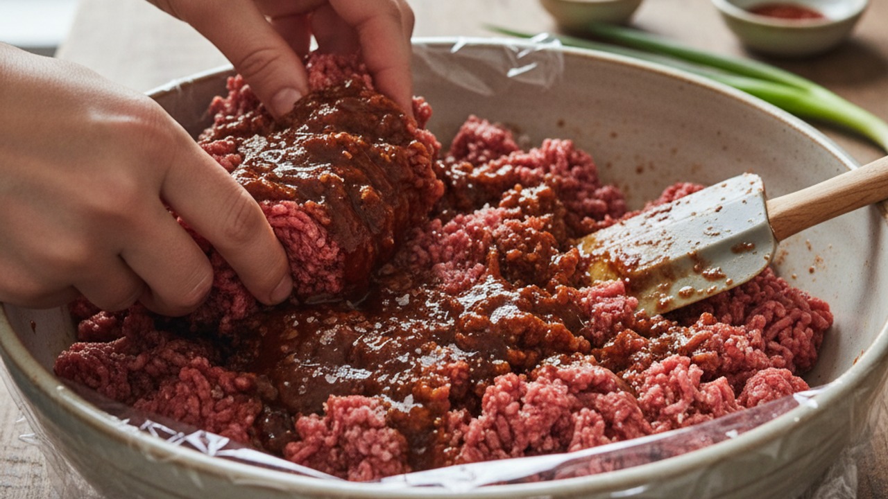 Combine marinade with beef
