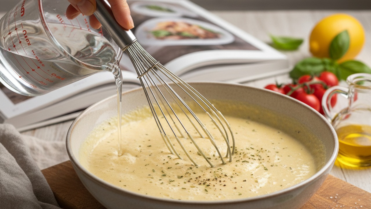Whisk the chickpea batter