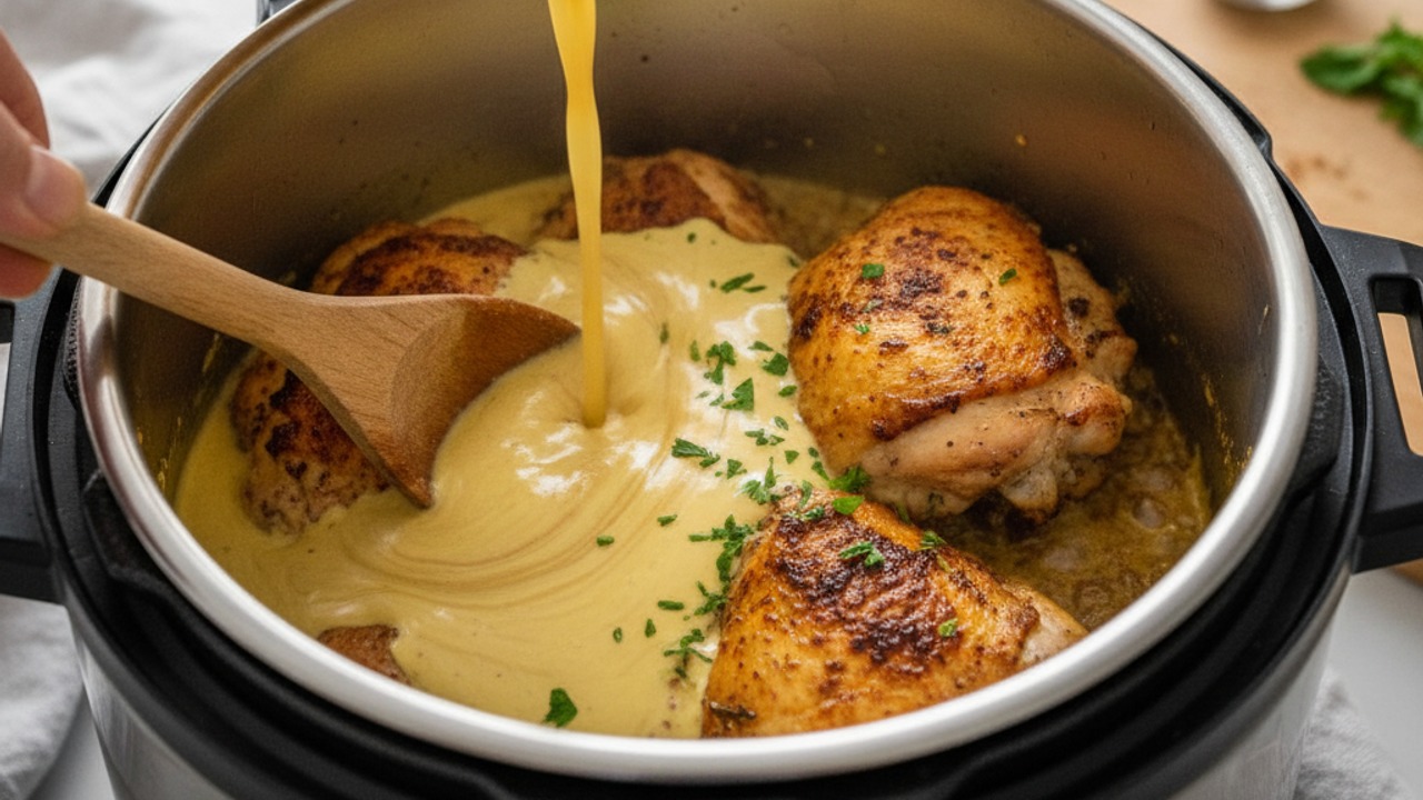 Deglaze and add liquids
