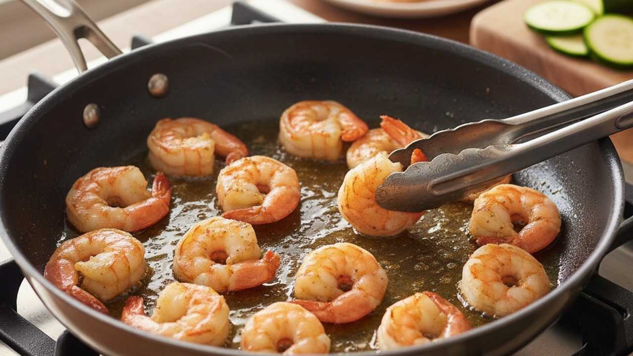 Sear the shrimp