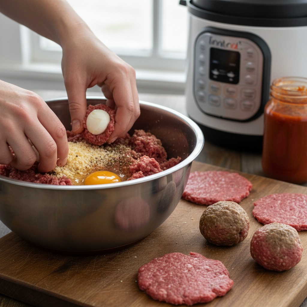 Mix and stuff the meatballs