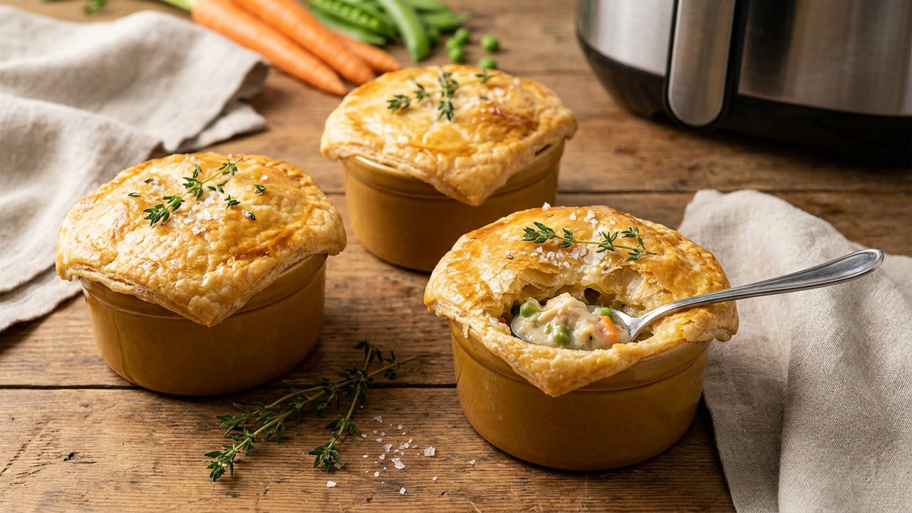 Air Fryer Mini Chicken Pot Pies — Single-Serve Casserole Cups
