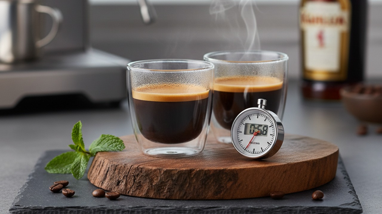 Pull and cool the espresso